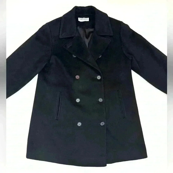 Forecaster Of Boston Women’s Pea Coat Jacket Black Wool Double Breasted Size- 8 - Picture 1 of 12
